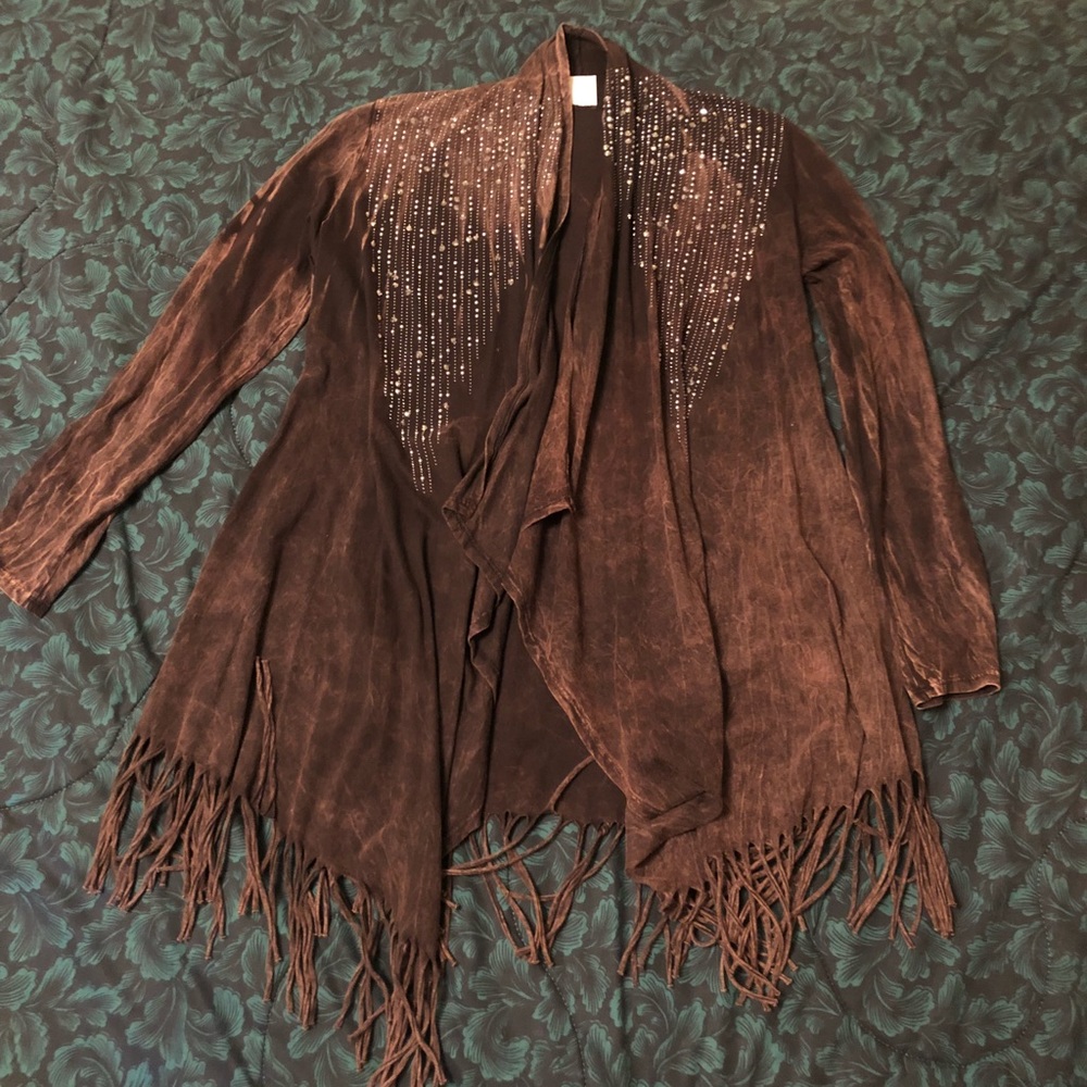 Brown tie-dye cardigan